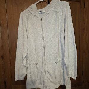 Wrap London Organic Cotton Knit Full Zip Hoodie Cardigan Sweater Beachy Neutral